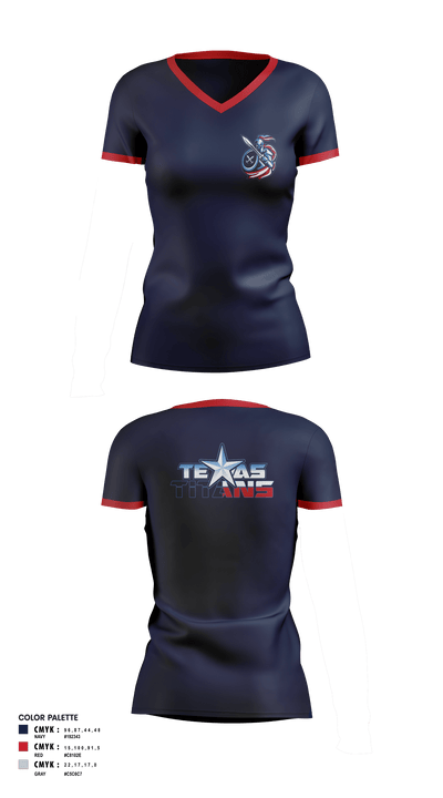 Texas Titans Youth Football 17189264 Women's Short Sleeve V-neck Shirt - 1