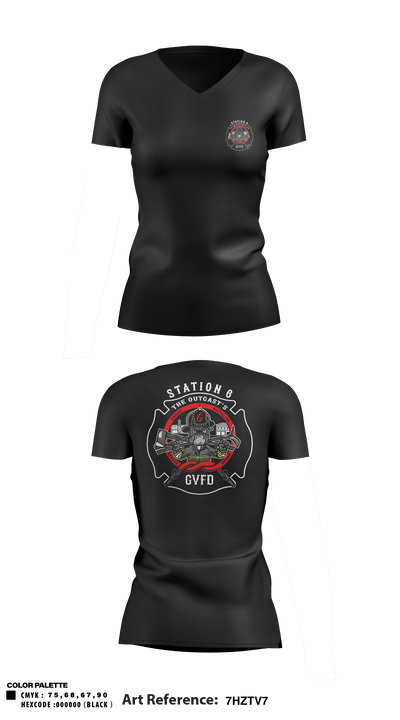 Gallatin Volunteer Fire Department 56059677 Women's Short Sleeve V-neck Shirt - 7