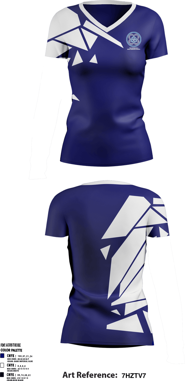 Women's Short Sleeve Vneck Shirt, The Springs A Montessori School, Spirit Store, Teamtime, Team time, sublimation, custom sports apparel, team uniforms, spirit wear, spiritwear, sports uniforms, custom shirts, team store, custom team store, fundraiser sports, apparel fundraiser