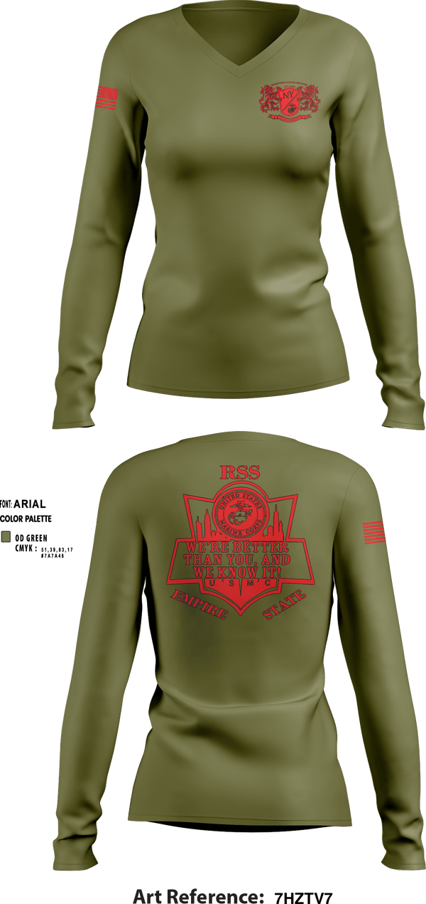 Women's Long Sleeve Vneck Shirt, RSS EMPIRE STATE, Marines, Teamtime, Team time, sublimation, custom sports apparel, team uniforms, spirit wear, spiritwear, sports uniforms, custom shirts, team store, custom team store, fundraiser sports, apparel fundraiser
