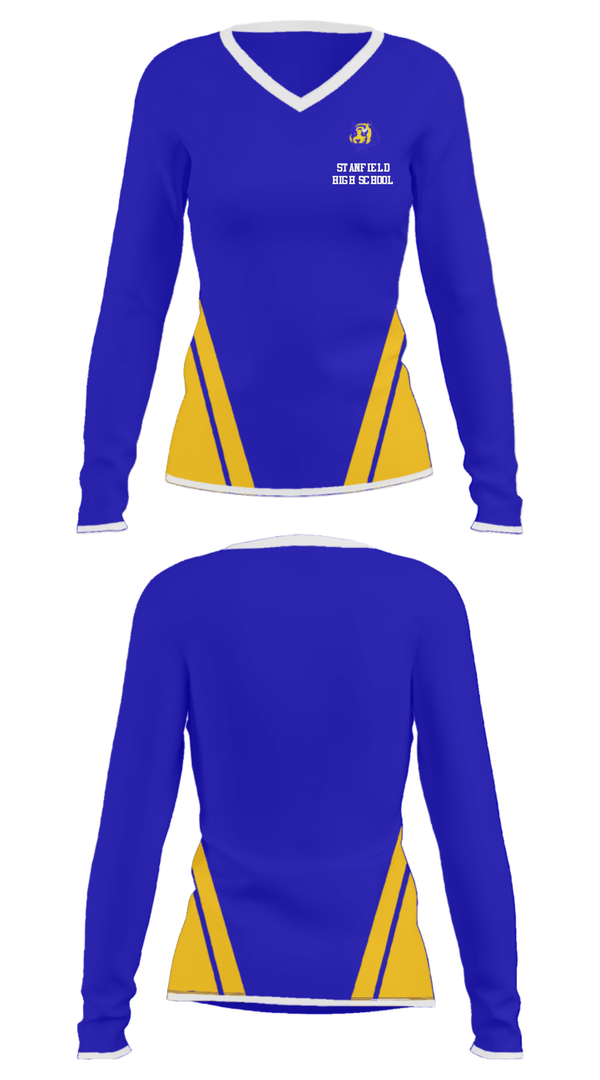 Women's Long Sleeve Vneck Shirt, Stanfield High School, Spirit Store, Teamtime, Team time, sublimation, custom sports apparel, team uniforms, spirit wear, spiritwear, sports uniforms, custom shirts, team store, custom team store, fundraiser sports, apparel fundraiser