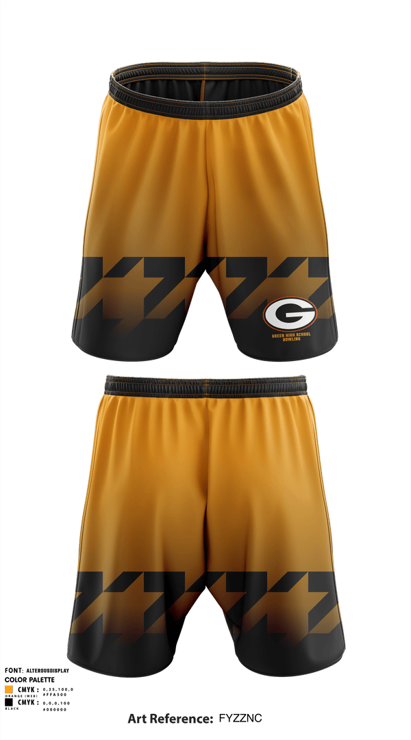 Athletic Shorts With Pockets, Green High School Bowling, Bowling, Teamtime, Team time, sublimation, custom sports apparel, team uniforms, spirit wear, spiritwear, sports uniforms, custom shirts, team store, custom team store, fundraiser sports, apparel fundraiser