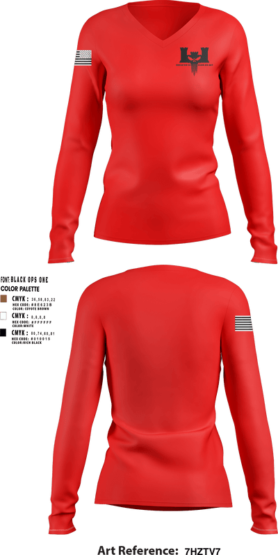 302nd EN CO 64266225 Women's Long Sleeve V-neck Shirt - 6