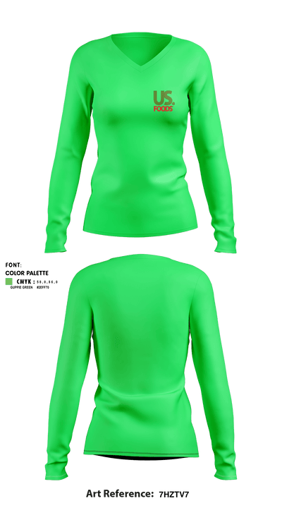 US Foods 70168664 Women's Long Sleeve V-neck Shirt - 1