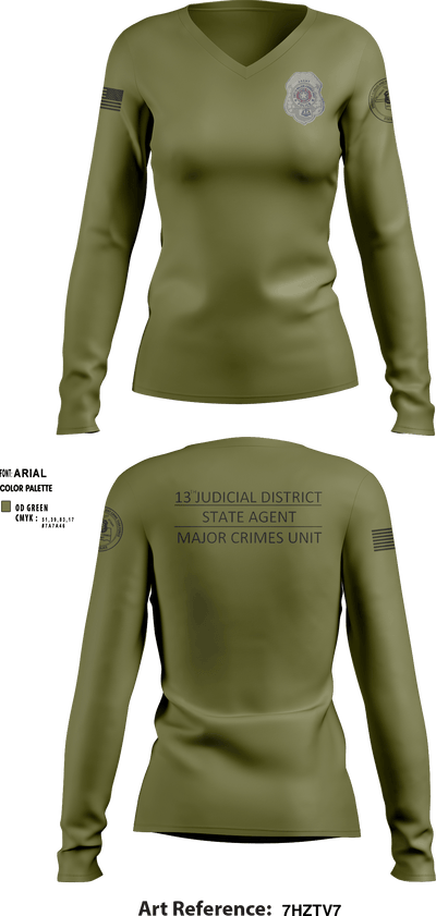 District 13 TF 92193766 Women's Long Sleeve V-neck Shirt - 4