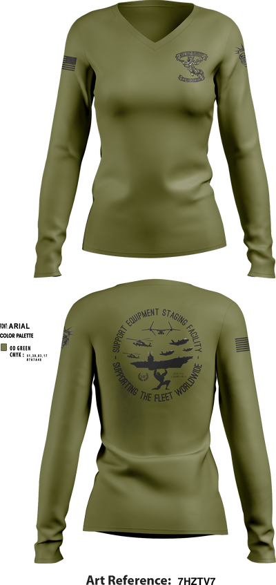 STAGING FACILITY 22010365 Women's Long Sleeve V-neck Shirt - 7