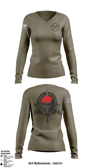 Women's Long Sleeve Vneck Shirt, , Army, Teamtime, Team time, sublimation, custom sports apparel, team uniforms, spirit wear, spiritwear, sports uniforms, custom shirts, team store, custom team store, fundraiser sports, apparel fundraiser