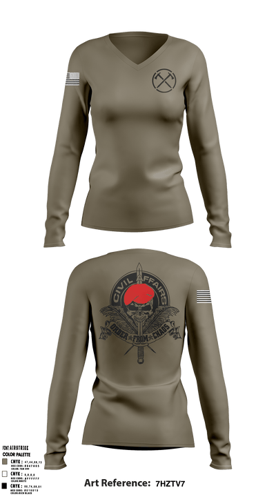 422 CA BN 45970215 Women's Long Sleeve V-neck Shirt - 1