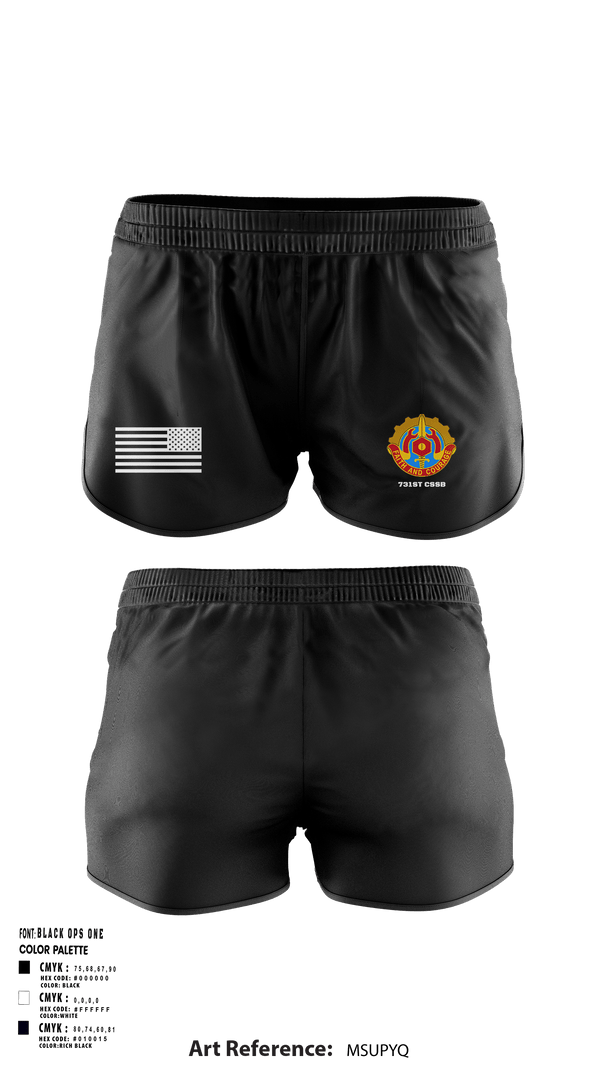 Women's Shorts, 731st CSSB, National Guard, Teamtime, Team time, sublimation, custom sports apparel, team uniforms, spirit wear, spiritwear, sports uniforms, custom shirts, team store, custom team store, fundraiser sports, apparel fundraiser
