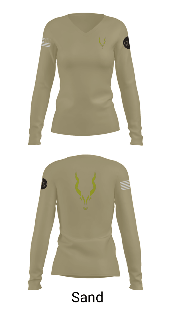 Women's Long Sleeve Vneck Shirt, , Army, Teamtime, Team time, sublimation, custom sports apparel, team uniforms, spirit wear, spiritwear, sports uniforms, custom shirts, team store, custom team store, fundraiser sports, apparel fundraiser
