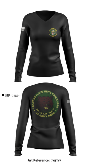 Women's Long Sleeve Vneck Shirt, Matadors, Army, Teamtime, Team time, sublimation, custom sports apparel, team uniforms, spirit wear, spiritwear, sports uniforms, custom shirts, team store, custom team store, fundraiser sports, apparel fundraiser