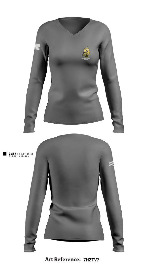 Women's Long Sleeve Vneck Shirt, St Helens High School Wrestling, Wrestling, Teamtime, Team time, sublimation, custom sports apparel, team uniforms, spirit wear, spiritwear, sports uniforms, custom shirts, team store, custom team store, fundraiser sports, apparel fundraiser