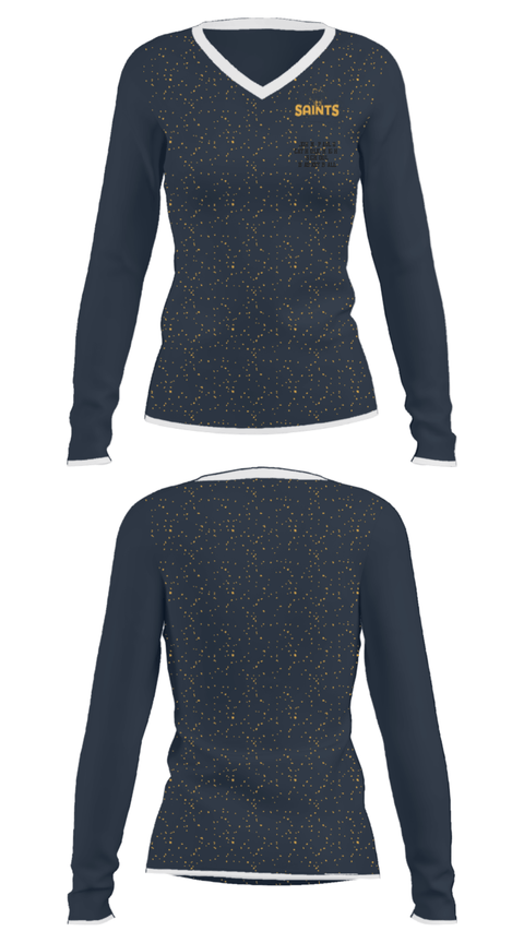 Women's Long Sleeve Vneck Shirt, John Paul II Catholic High School Basketball, Women's Basketball, Teamtime, Team time, sublimation, custom sports apparel, team uniforms, spirit wear, spiritwear, sports uniforms, custom shirts, team store, custom team store, fundraiser sports, apparel fundraiser