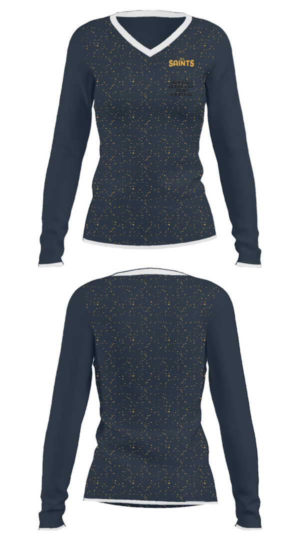 Women's Long Sleeve Vneck Shirt, John Paul II Catholic High School Basketball, Women's Basketball, Teamtime, Team time, sublimation, custom sports apparel, team uniforms, spirit wear, spiritwear, sports uniforms, custom shirts, team store, custom team store, fundraiser sports, apparel fundraiser