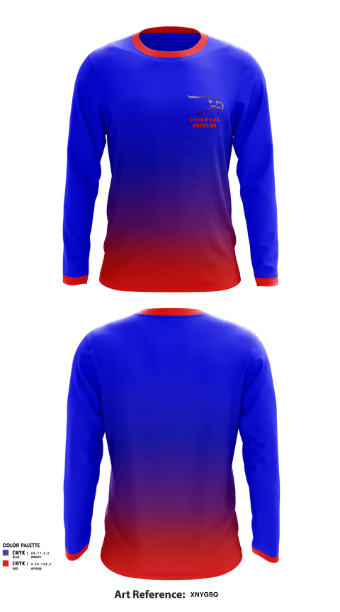 Long Sleeve Rash Guard Shirt, Ellinwood Middle School Wrestling, Wrestling, Teamtime, Team time, sublimation, custom sports apparel, team uniforms, spirit wear, spiritwear, sports uniforms, custom shirts, team store, custom team store, fundraiser sports, apparel fundraiser