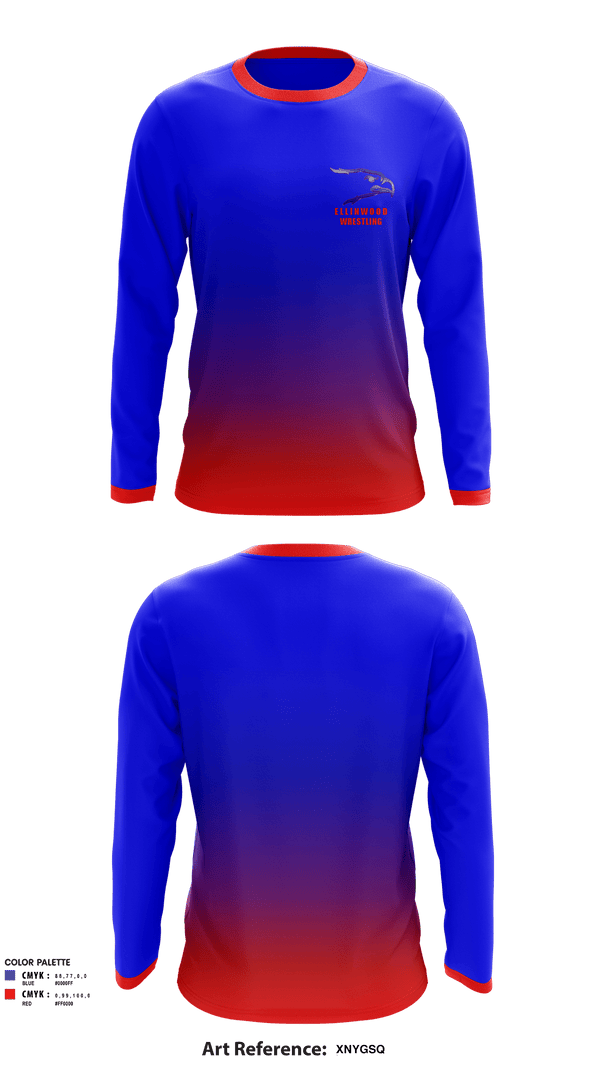 Long Sleeve Rash Guard Shirt, Ellinwood Middle School Wrestling, Wrestling, Teamtime, Team time, sublimation, custom sports apparel, team uniforms, spirit wear, spiritwear, sports uniforms, custom shirts, team store, custom team store, fundraiser sports, apparel fundraiser