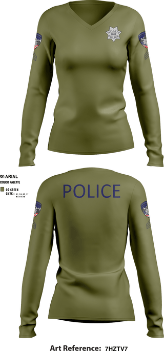 Women's Long Sleeve Vneck Shirt, Willits Little Lake JRTF, Police, Teamtime, Team time, sublimation, custom sports apparel, team uniforms, spirit wear, spiritwear, sports uniforms, custom shirts, team store, custom team store, fundraiser sports, apparel fundraiser