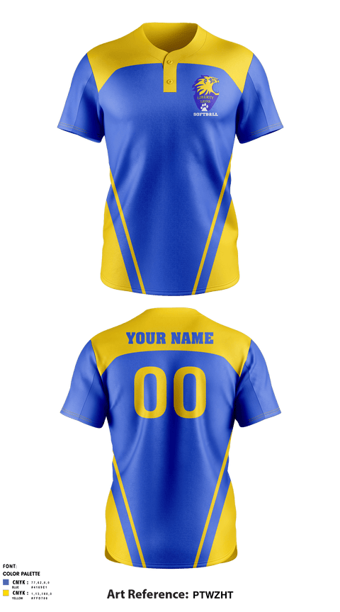 Two Button Softball Jersey, Liberty High School Softball, Softball, Teamtime, Team time, sublimation, custom sports apparel, team uniforms, spirit wear, spiritwear, sports uniforms, custom shirts, team store, custom team store, fundraiser sports, apparel fundraiser