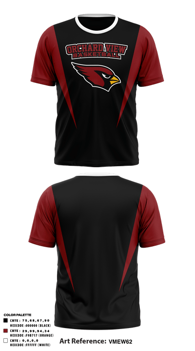 Orchard View High School Basketball 82662103 Short Sleeve Performance Shirt - 1