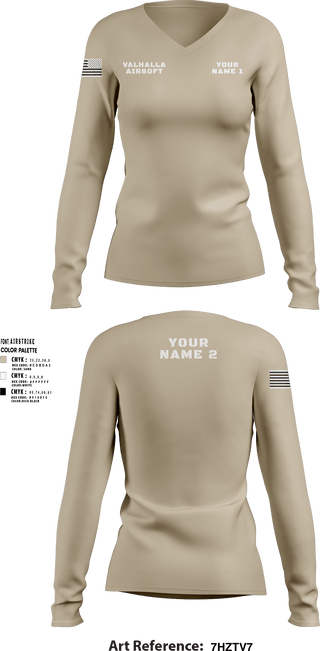 Women's Long Sleeve Vneck Shirt, , Army, Teamtime, Team time, sublimation, custom sports apparel, team uniforms, spirit wear, spiritwear, sports uniforms, custom shirts, team store, custom team store, fundraiser sports, apparel fundraiser