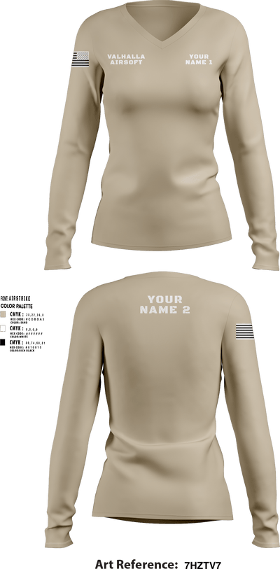 Valhalla Airsoft 98104221 Women's Long Sleeve V-neck Shirt - 1