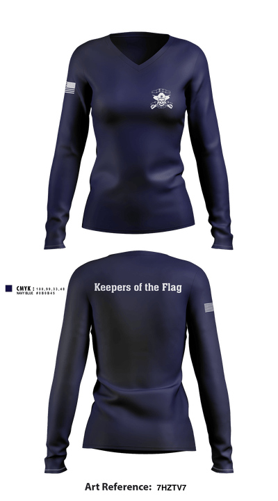 B-2 Patriots 17265313 Women's Long Sleeve V-neck Shirt - 4