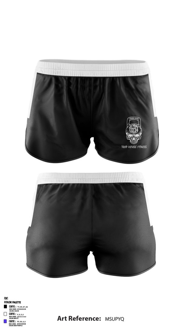 Women's Shorts, Trap House Fitness, Spirit Store, Teamtime, Team time, sublimation, custom sports apparel, team uniforms, spirit wear, spiritwear, sports uniforms, custom shirts, team store, custom team store, fundraiser sports, apparel fundraiser