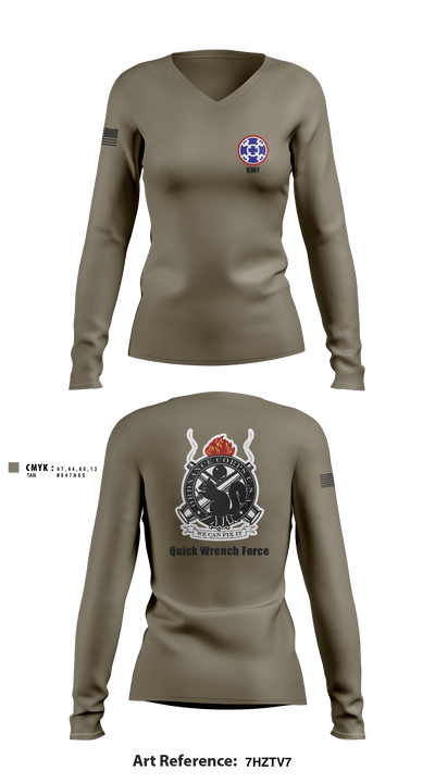 380th Quartermaster Company 2505510 Women's Long Sleeve V-neck Shirt - 3
