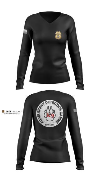 Women's Long Sleeve Vneck Shirt, Stafford County Fire Marshal's Office, Fire Department, Teamtime, Team time, sublimation, custom sports apparel, team uniforms, spirit wear, spiritwear, sports uniforms, custom shirts, team store, custom team store, fundraiser sports, apparel fundraiser