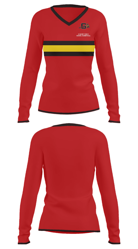 Women's Long Sleeve Vneck Shirt, Gilbert High School Basketball, Women's Basketball, Teamtime, Team time, sublimation, custom sports apparel, team uniforms, spirit wear, spiritwear, sports uniforms, custom shirts, team store, custom team store, fundraiser sports, apparel fundraiser