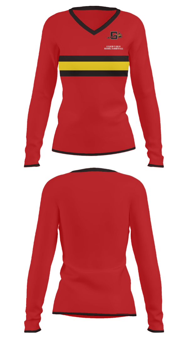Women's Long Sleeve Vneck Shirt, Gilbert High School Basketball, Women's Basketball, Teamtime, Team time, sublimation, custom sports apparel, team uniforms, spirit wear, spiritwear, sports uniforms, custom shirts, team store, custom team store, fundraiser sports, apparel fundraiser