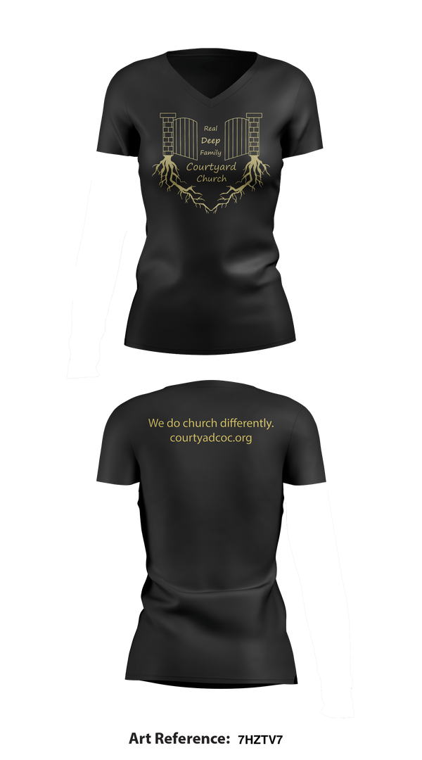Women's Short Sleeve Vneck Shirt, Courtyard Chuch, , Teamtime, Team time, sublimation, custom sports apparel, team uniforms, spirit wear, spiritwear, sports uniforms, custom shirts, team store, custom team store, fundraiser sports, apparel fundraiser
