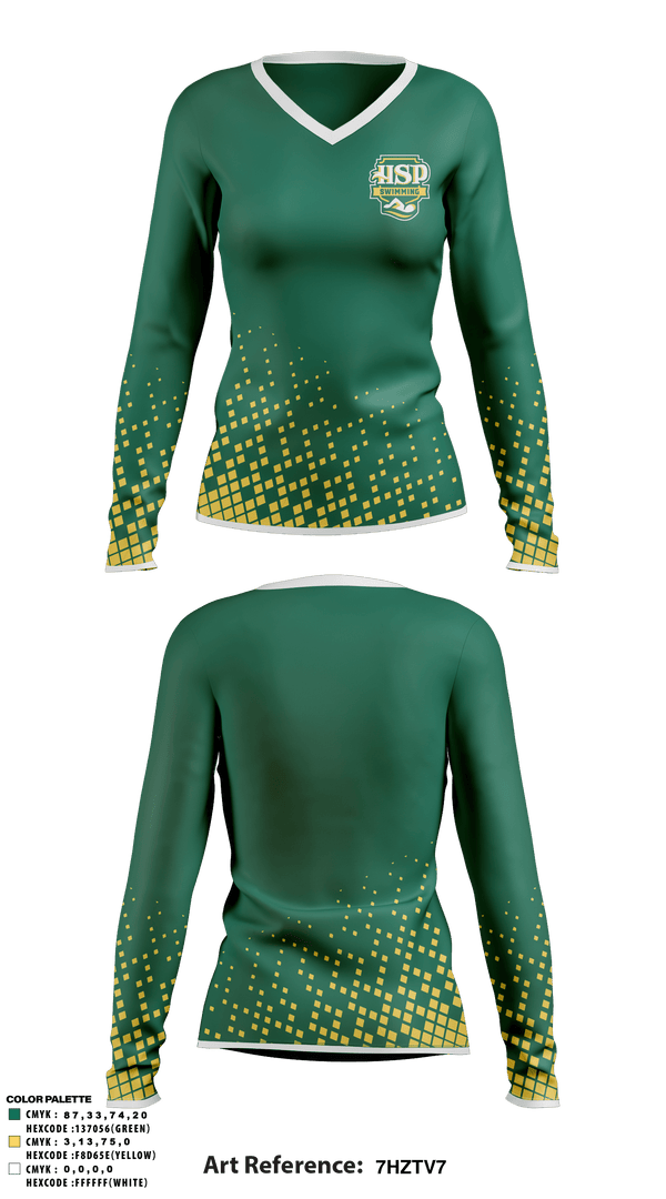 Women's Long Sleeve Vneck Shirt, Holy Spirit Preparatory Upper School Swimming, Swimming, Teamtime, Team time, sublimation, custom sports apparel, team uniforms, spirit wear, spiritwear, sports uniforms, custom shirts, team store, custom team store, fundraiser sports, apparel fundraiser