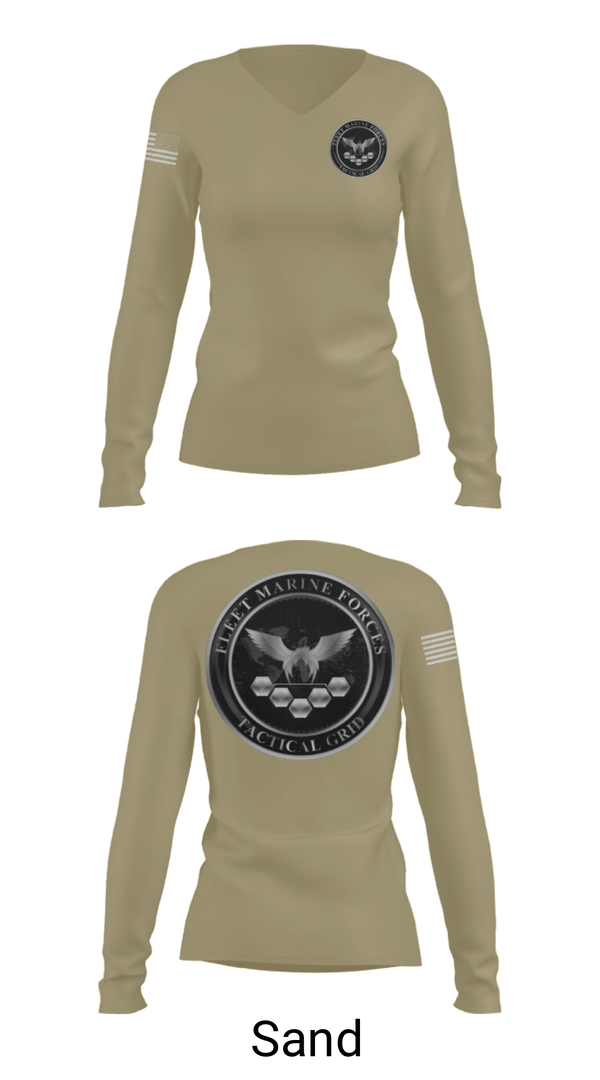 Women's Long Sleeve Vneck Shirt, , Marines, Teamtime, Team time, sublimation, custom sports apparel, team uniforms, spirit wear, spiritwear, sports uniforms, custom shirts, team store, custom team store, fundraiser sports, apparel fundraiser