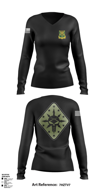 C Co 1-635th AR 23122236 Women's Long Sleeve V-neck Shirt - 1