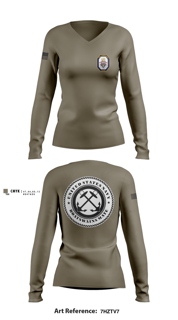 Women's Long Sleeve Vneck Shirt, Boatswains mate, Navy, Teamtime, Team time, sublimation, custom sports apparel, team uniforms, spirit wear, spiritwear, sports uniforms, custom shirts, team store, custom team store, fundraiser sports, apparel fundraiser
