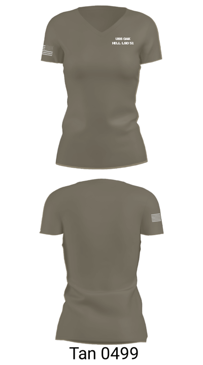USS OAK HILL LSD 51 23467788 Women's Short Sleeve V-neck Shirt - 36