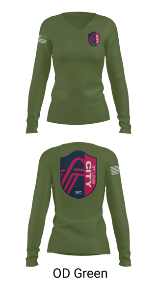 Women's Long Sleeve Vneck Shirt, , Army, Teamtime, Team time, sublimation, custom sports apparel, team uniforms, spirit wear, spiritwear, sports uniforms, custom shirts, team store, custom team store, fundraiser sports, apparel fundraiser
