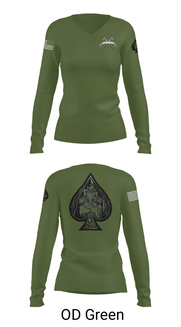 Women's Long Sleeve Vneck Shirt, , Army, Teamtime, Team time, sublimation, custom sports apparel, team uniforms, spirit wear, spiritwear, sports uniforms, custom shirts, team store, custom team store, fundraiser sports, apparel fundraiser