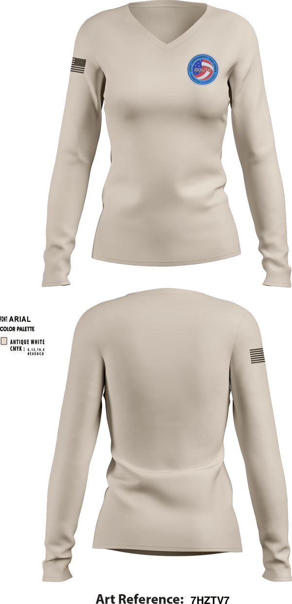 Women's Long Sleeve Vneck Shirt, JIATF-South, Air Force, Teamtime, Team time, sublimation, custom sports apparel, team uniforms, spirit wear, spiritwear, sports uniforms, custom shirts, team store, custom team store, fundraiser sports, apparel fundraiser