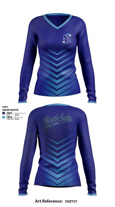 North Lake Little League 43876965 Women's Long Sleeve V-neck Shirt - 1
