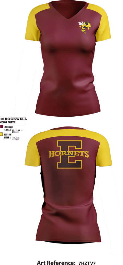 Enumclaw High School 61712627 Women's Short Sleeve V-neck Shirt - 1