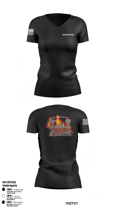 3rd Platoon 81914582 Women's Short Sleeve V-neck Shirt - 49