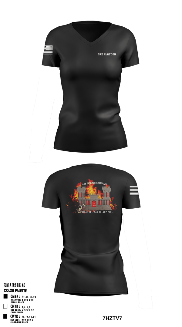 Women's Short Sleeve Vneck Shirt, 3rd Platoon, Army, Teamtime, Team time, sublimation, custom sports apparel, team uniforms, spirit wear, spiritwear, sports uniforms, custom shirts, team store, custom team store, fundraiser sports, apparel fundraiser