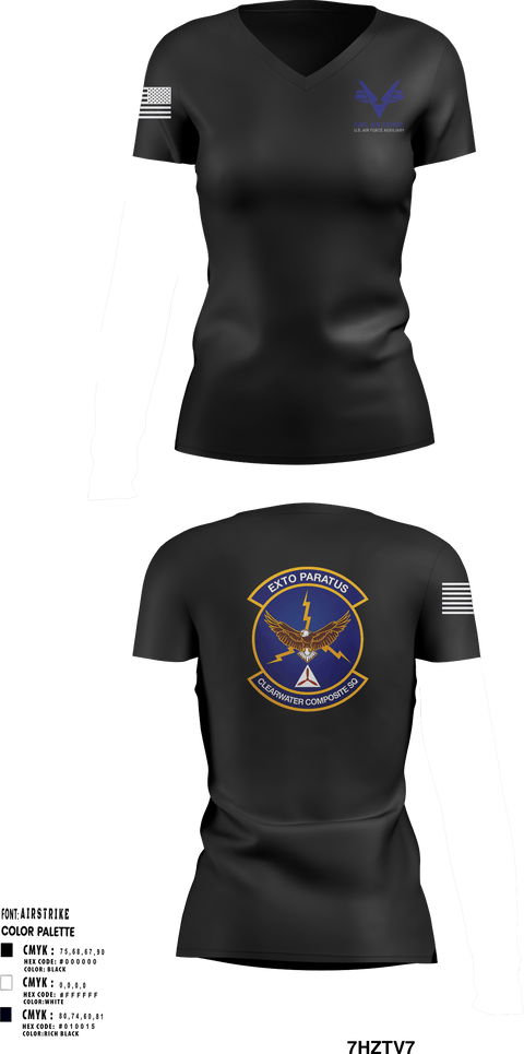 Women's Short Sleeve Vneck Shirt, Clearwater Composite Squadron, Air Force, Teamtime, Team time, sublimation, custom sports apparel, team uniforms, spirit wear, spiritwear, sports uniforms, custom shirts, team store, custom team store, fundraiser sports, apparel fundraiser
