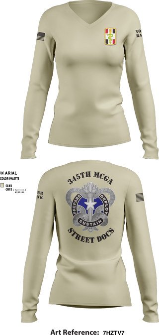 Women's Long Sleeve Vneck Shirt, , Army, Teamtime, Team time, sublimation, custom sports apparel, team uniforms, spirit wear, spiritwear, sports uniforms, custom shirts, team store, custom team store, fundraiser sports, apparel fundraiser