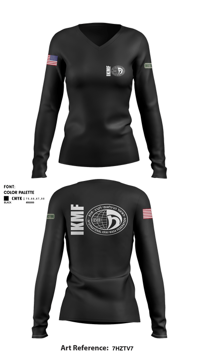 IKMF 78803007 Women's Long Sleeve V-neck Shirt - 1