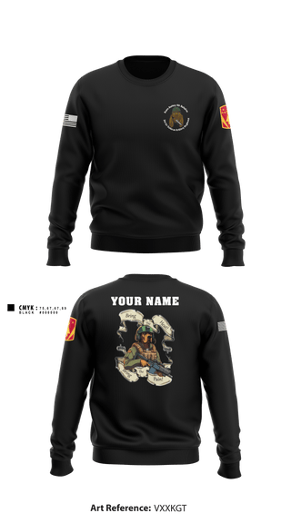 Crew Neck Sweatshirt, Bravo Battery, 4th Battalion, 3rd Air Defense Artillery Regiment, Army, Teamtime, Team time, sublimation, custom sports apparel, team uniforms, spirit wear, spiritwear, sports uniforms, custom shirts, team store, custom team store, fundraiser sports, apparel fundraiser