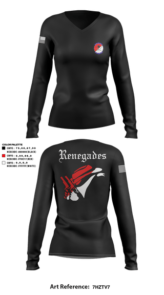 Women's Long Sleeve Vneck Shirt, Renegades, Army, Teamtime, Team time, sublimation, custom sports apparel, team uniforms, spirit wear, spiritwear, sports uniforms, custom shirts, team store, custom team store, fundraiser sports, apparel fundraiser