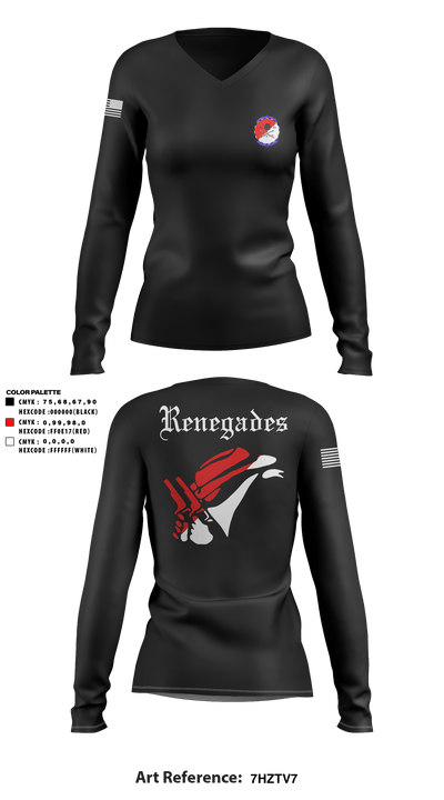 Renegades 84834398 Women's Long Sleeve V-neck Shirt - 7